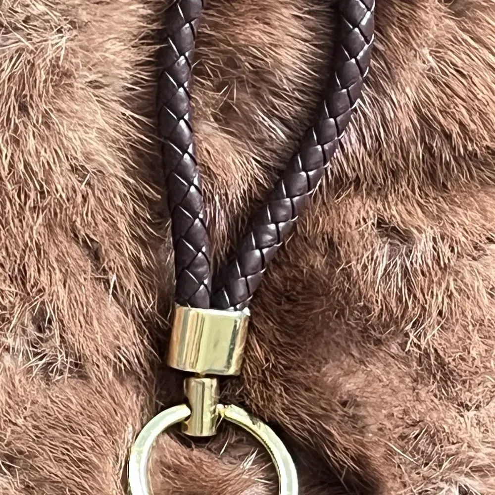 Basketball Keychain with braided leather Strap